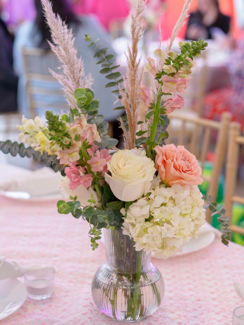 Centro de Mesa Flores, florero en vidrio