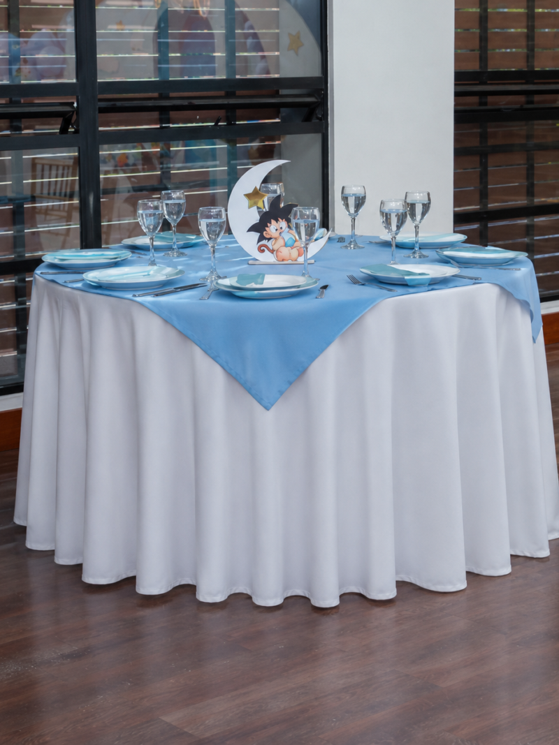 Sobre mantel azul Lino 150x150 cm