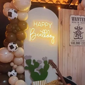 Aviso Happy Birthday Neón - La Vittoria Celebraciones
