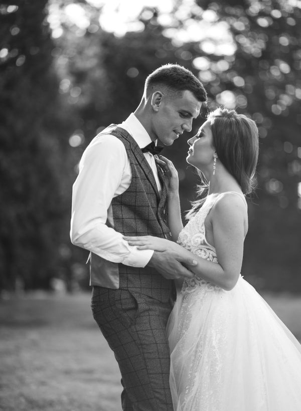 Young couple marriage photo session outside